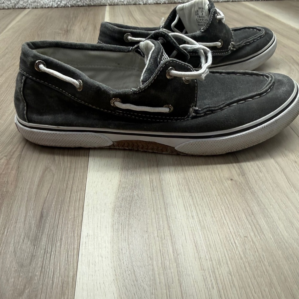 Sperry Top-Sider Halyard Boat Shoes Canvas Sneakers 5M Grey Mens Loafers YB45037